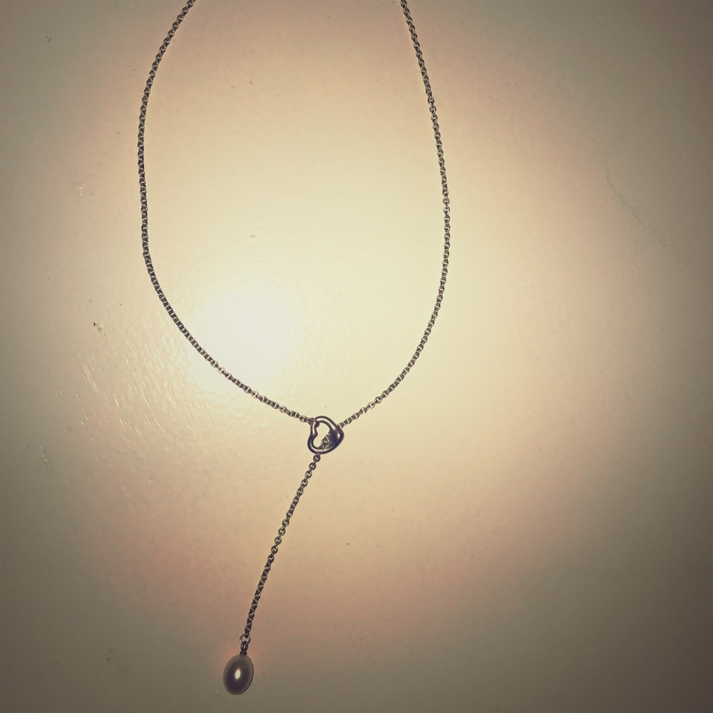 Tiffany & co. pearl drop heart necklace